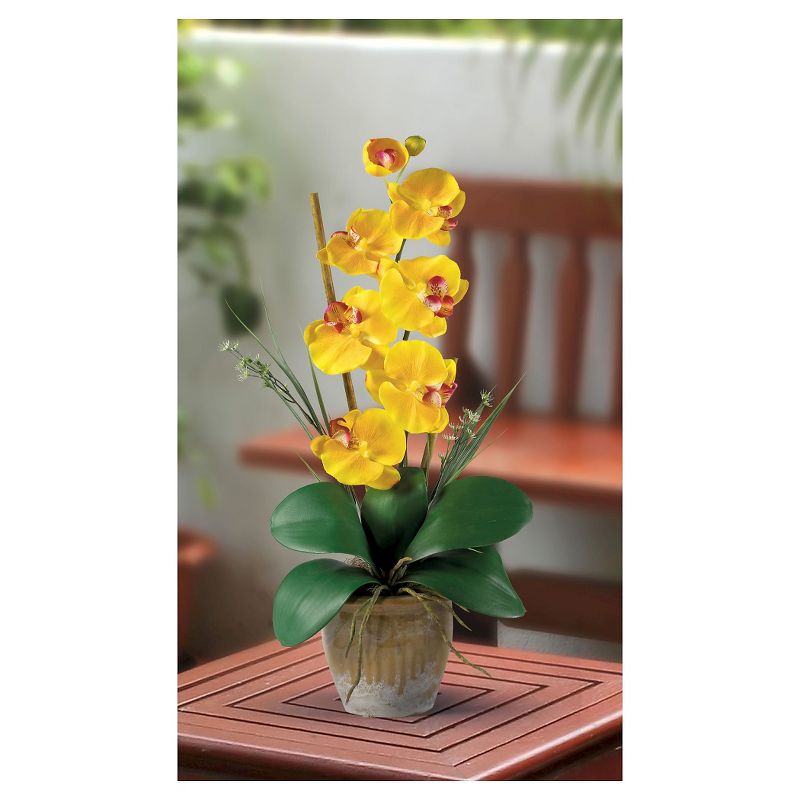 Nearly Natural Phalaenopsis Silk Orchid Flower Arrangement Yellow