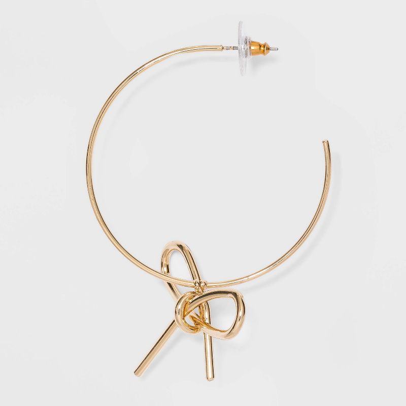 SUGARFIX by BaubleBar Slim Hoop Earrings with Bows - Gold