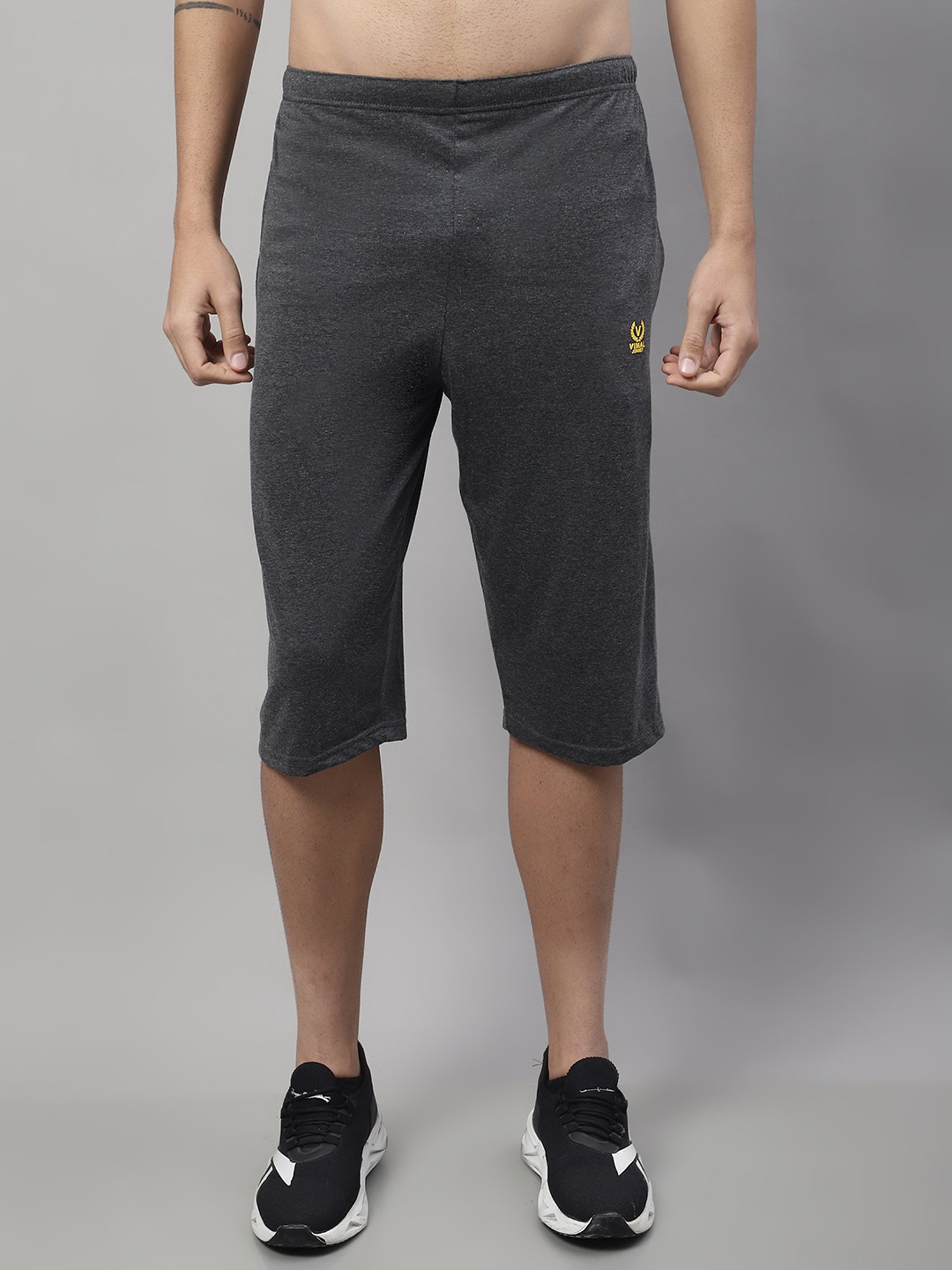 Vimal Jonney Sky Blue & Dark Grey Regular Fit Lounge Capris- Pack of 2