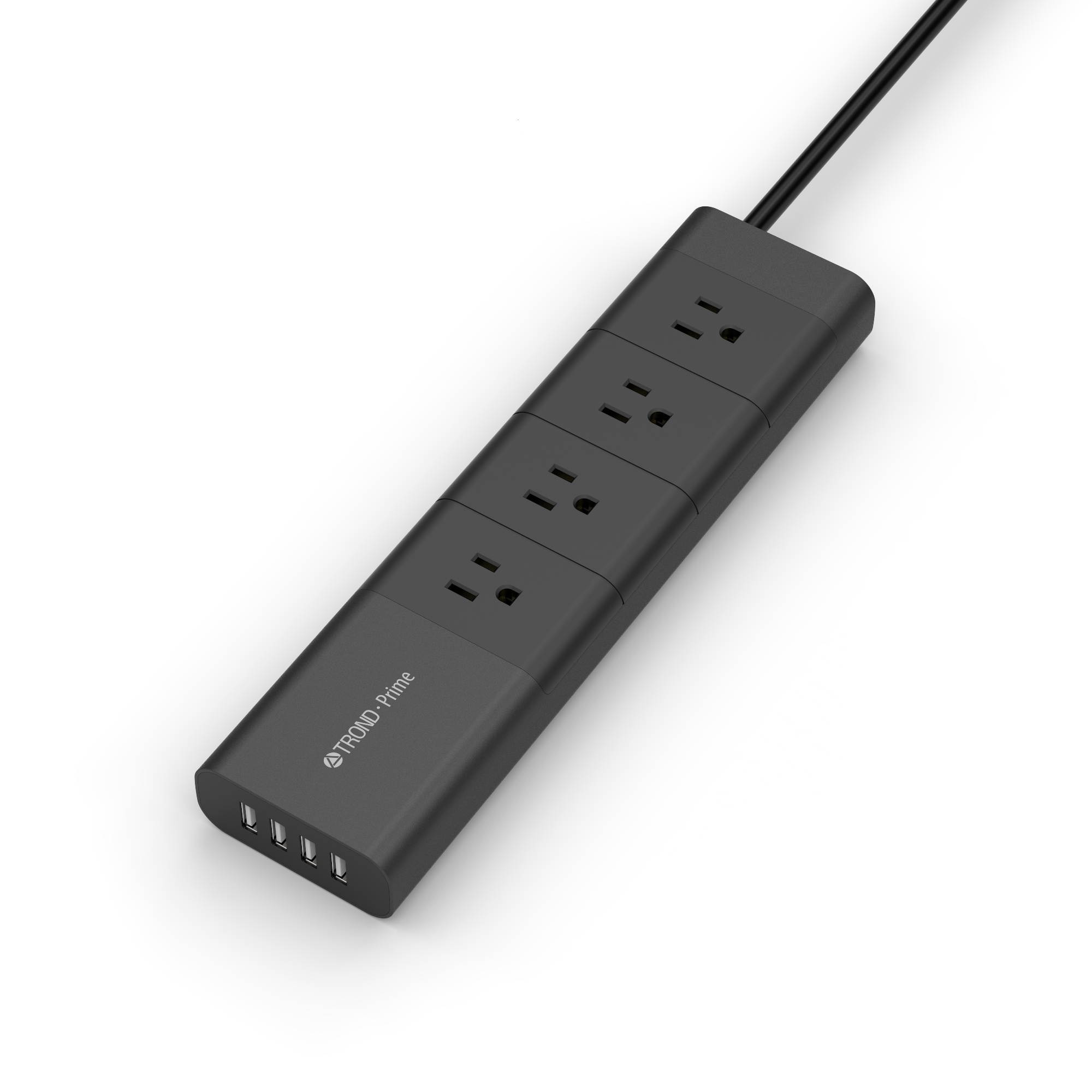 [Apple-Style] TROND&reg; Prime 4-Outlet Home / Office Power Strip with USB Smart Charger (4-Port, 30W/6A) and 5 Feet Power Cord, Made of Fire-Proof PC & Aluminum