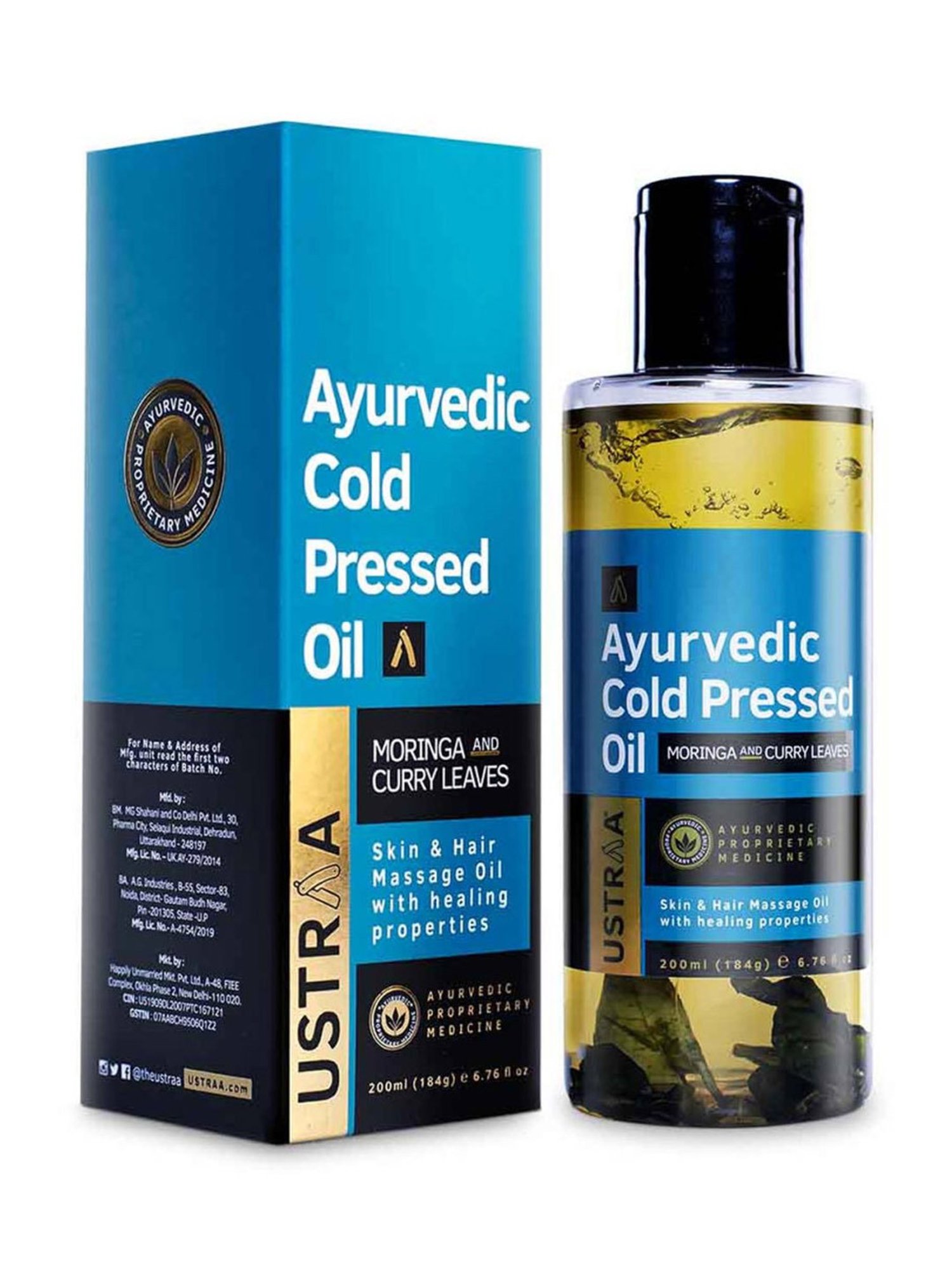 Ustraa Ayurvedic Cold Pressed Oil - 200 ml & Anti Hair Fall Shampoo - 250 ml