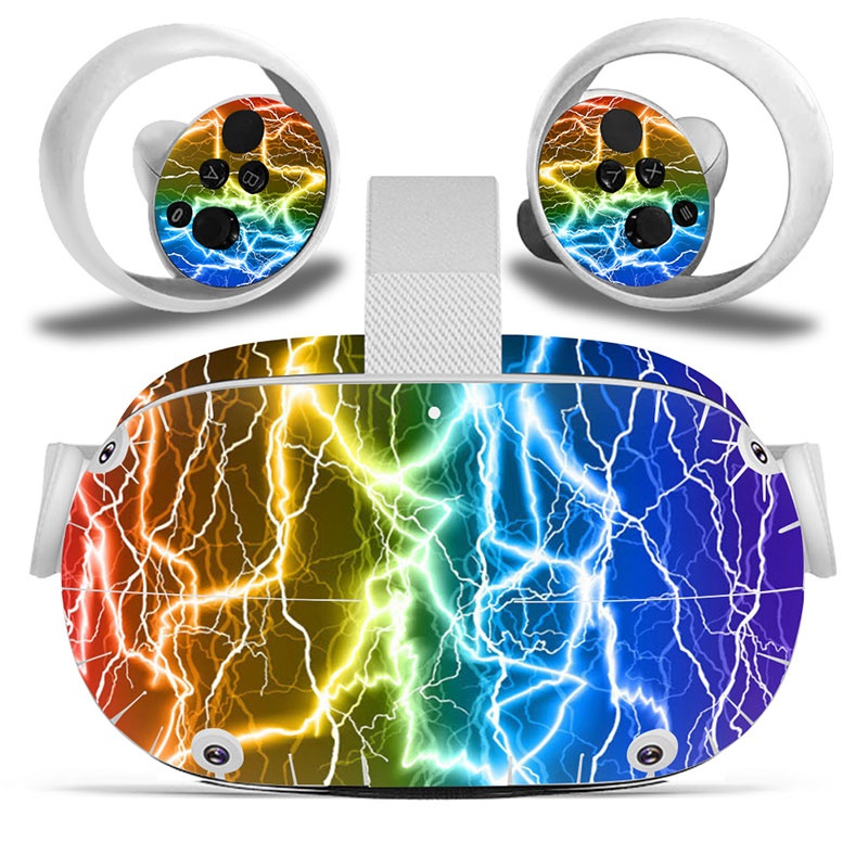 Amify Vinyl Skin Sticker for Oculus Quest 2 VR Headset Controller PVC Decals Cute Cartoon Wrap Cover for Oculus Quest 2 Accessories