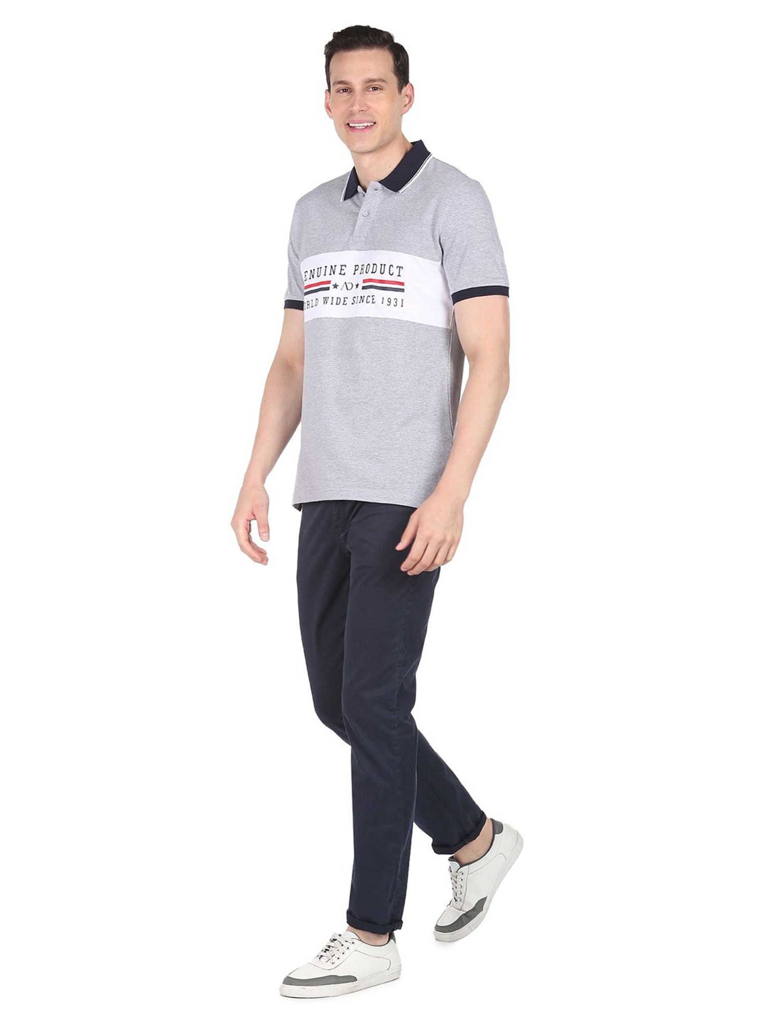 AD by Arvind Grey Polo T-Shirt