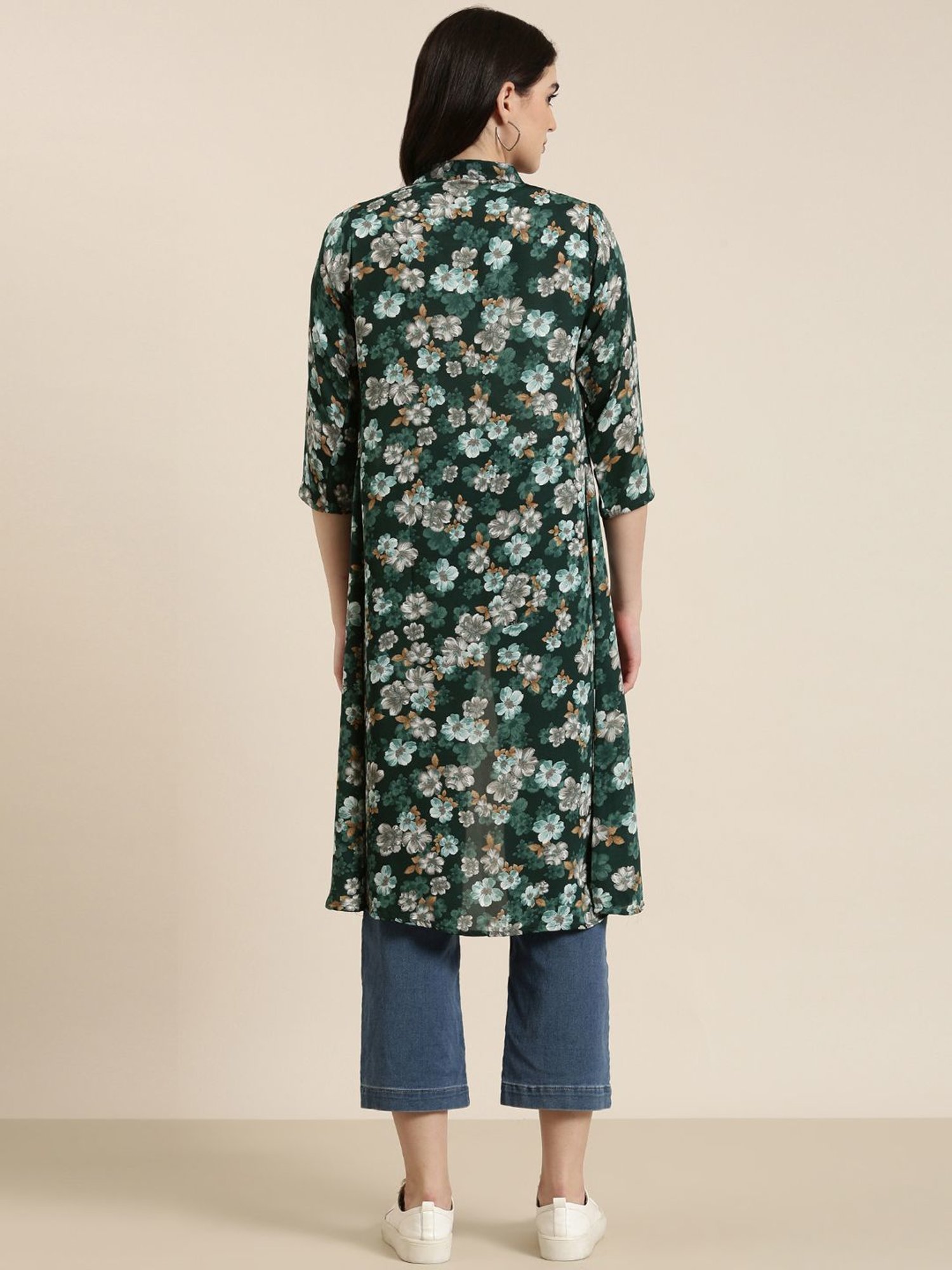 SHOWOFF Green Floral Print Shrug