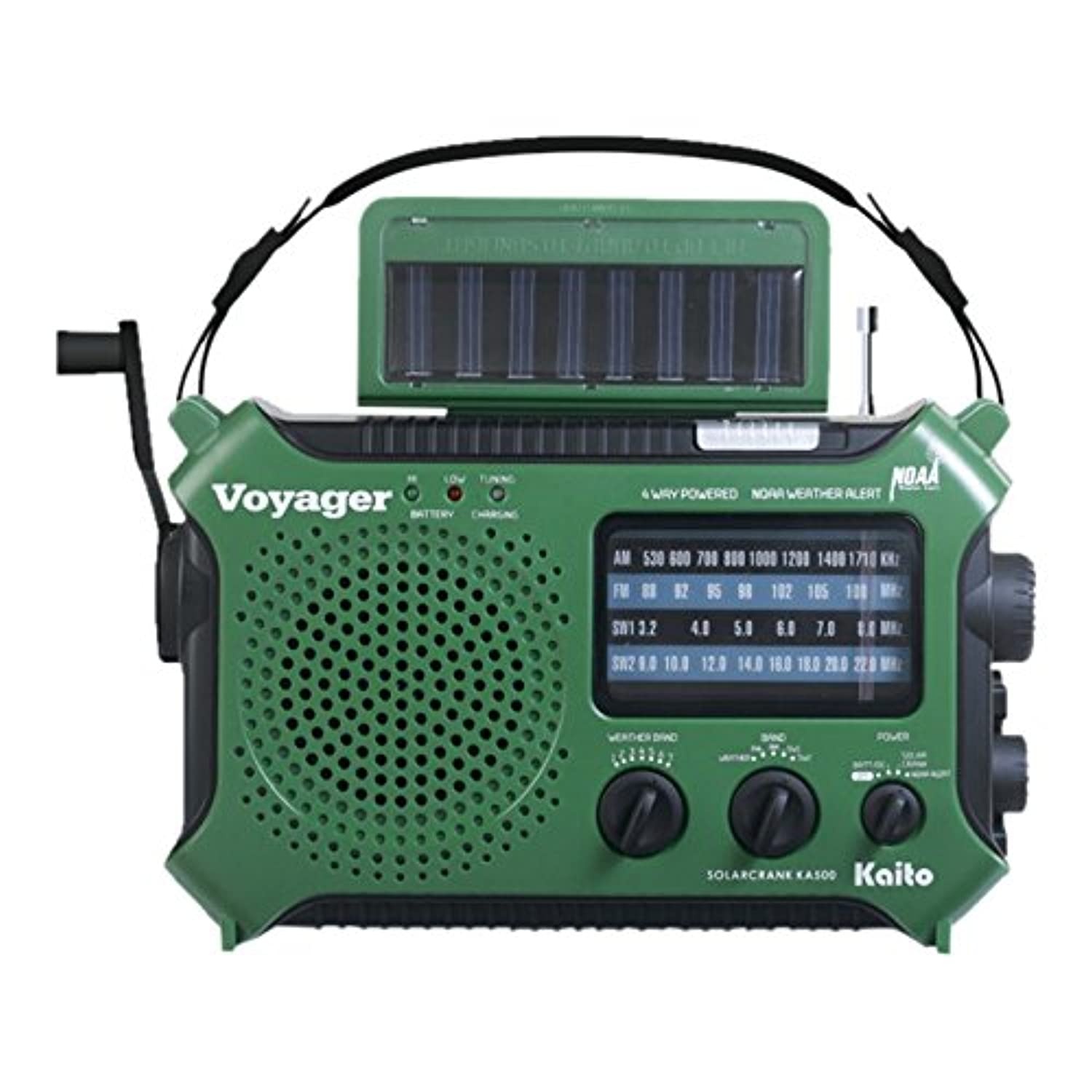 Kaito KA500GRN 5-Way Powered Emergency AM/FM/SW Weather Alert Radio, Green