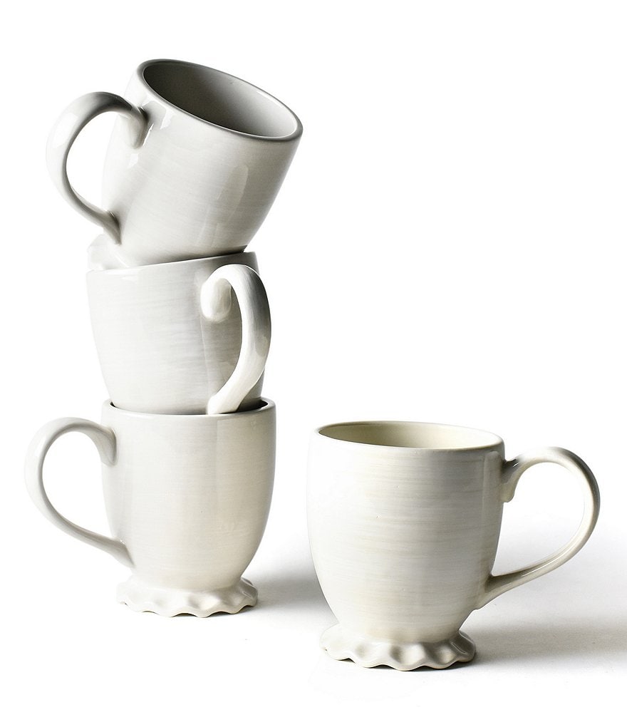 Coton Colors Signature White Ruffle Mug, Set of 4