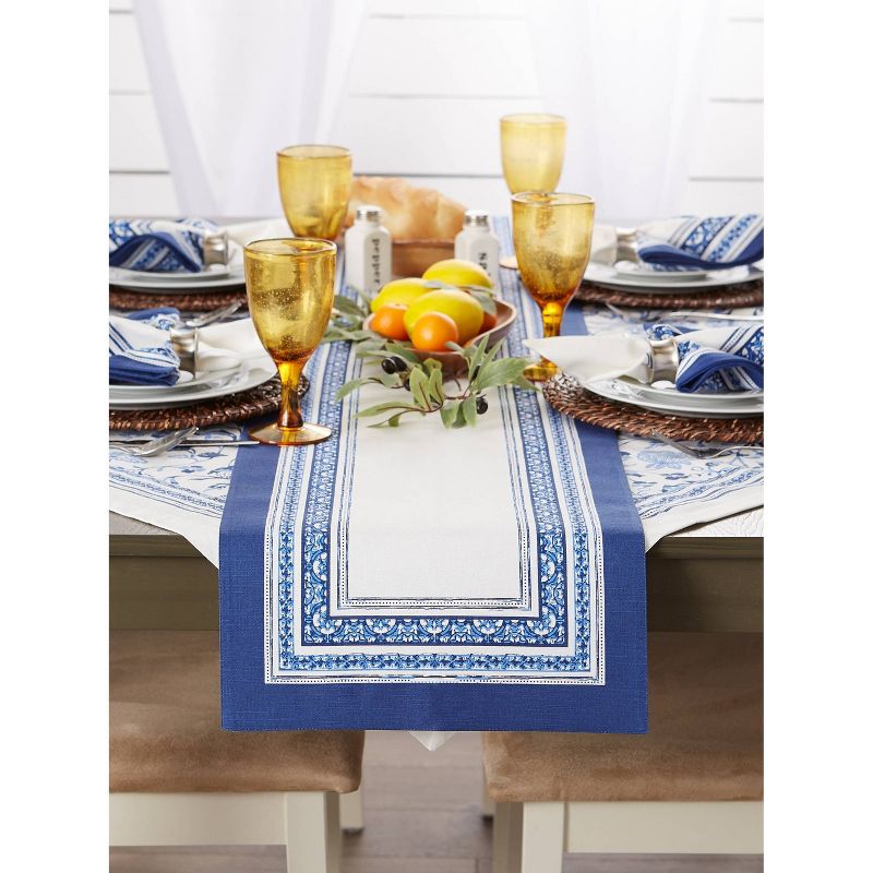 72" x 14" Cotton Porto Stripe  Kitchen Table Runner - Design Imports