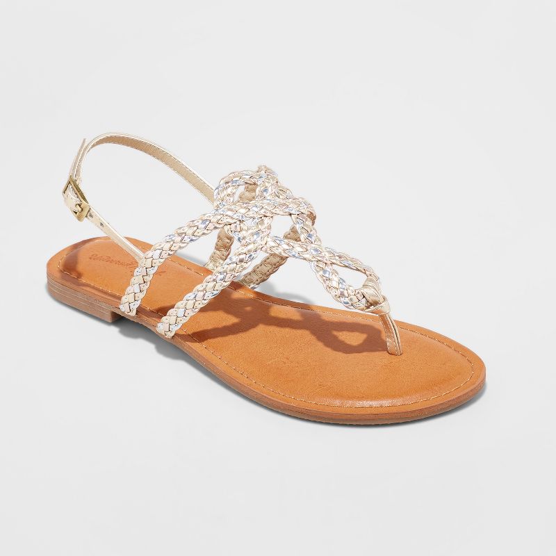 Women's Jana Braided Thong Ankle Strap Sandals - Universal Thread™ Gold 8