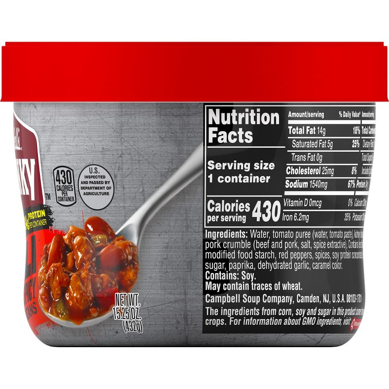 Campbell's Chunky Hot & Spicy with Bean Firehouse Chili Microwaveable Bowl 15.25oz