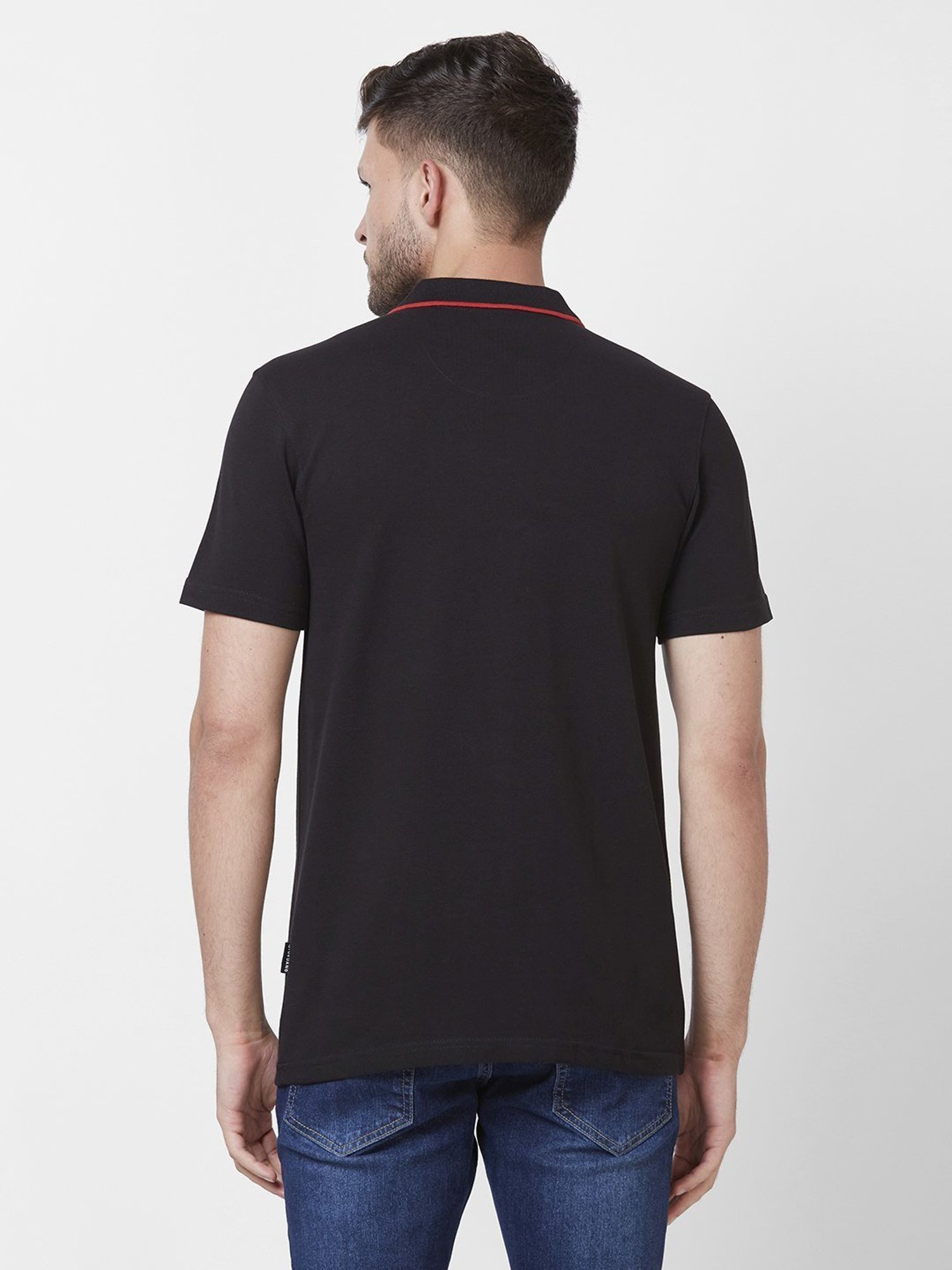 Giordano Black Cotton Slim Fit Polo T-Shirt