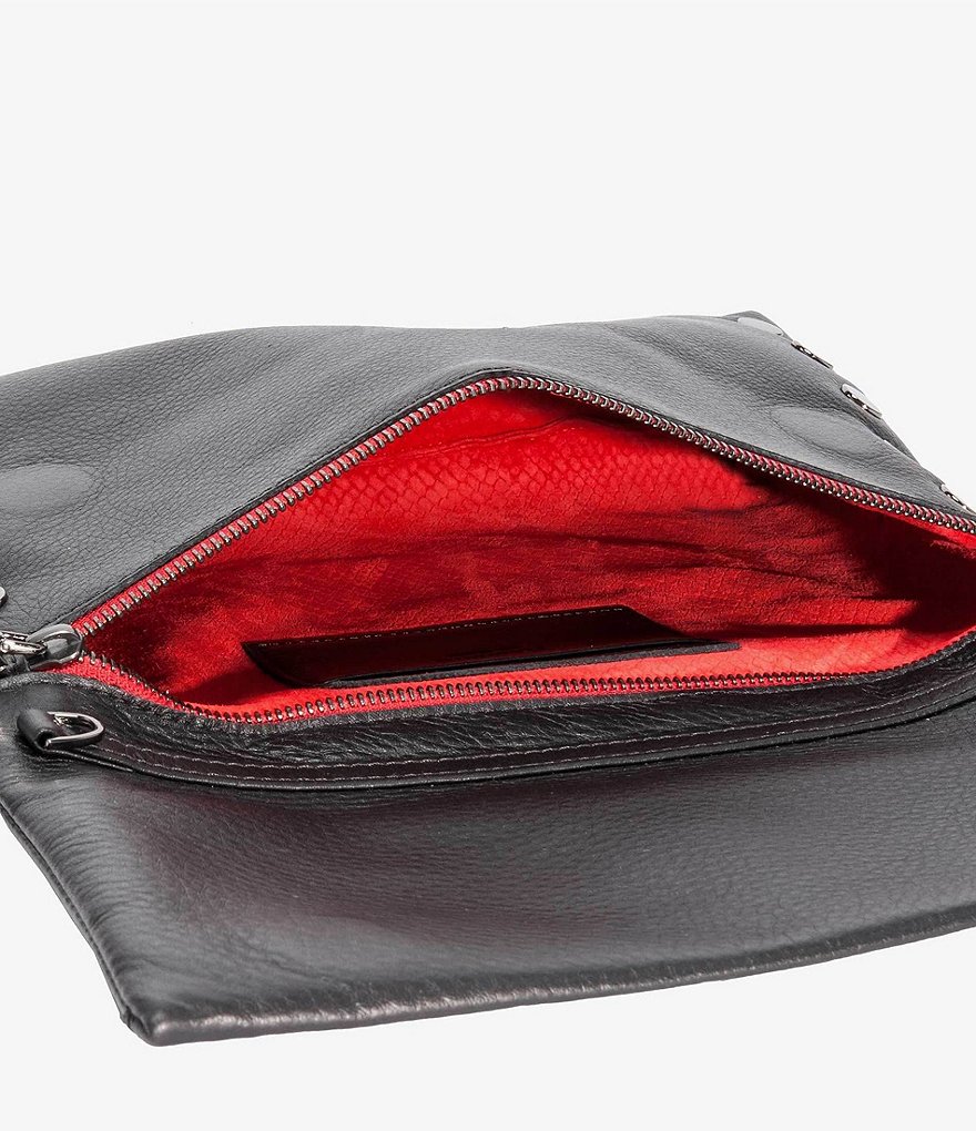 Hammitt VIP Fold Over Large Studded Leather Zip Flap Crossbody Bag