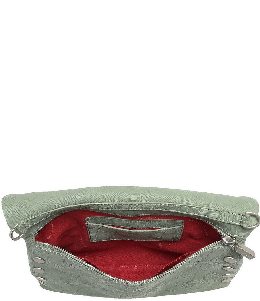 Hammitt VIP Studded Palm-Embossed Leather Fold-Over Zip Flap Medium Crossbody Bag