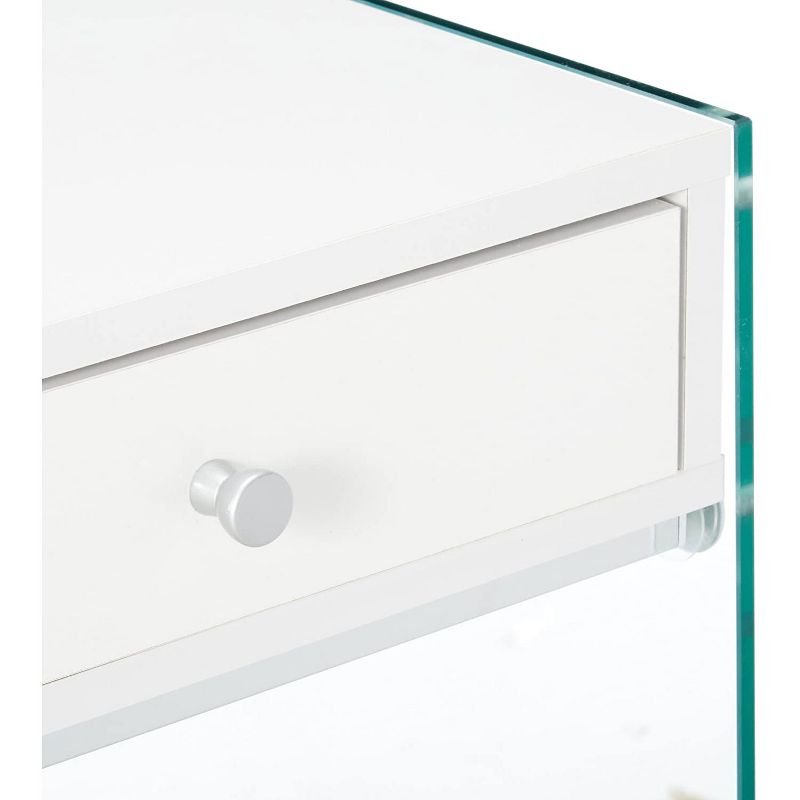 Coaster Home Furniture Dobrev 2 Drawer Glossy Office Writing Study Desk Laptop Table with 2 Storage Drawers and Silver Hardware Finish, White & Clear