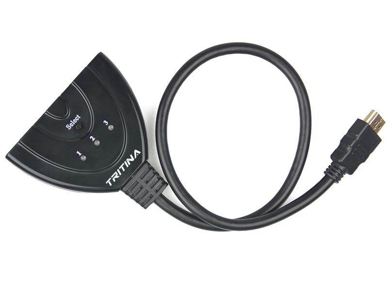 Tritina 3-in-1 HDMI Switcher with Cable Auto Sensor and Manual Splitter Supprt Hight resolution 1080p HDTV,DVD,XBOX,WII,TV BOX, etc.