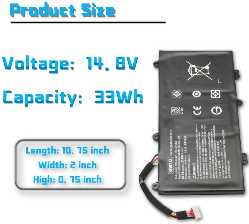 SG03XL Laptop Battery for HP Envy M7-U Series M7-U109DX M7-U009DX 17-u273cl 17-u177cl 17t-U000 17-U163CL HSTNN-LB7E 849048-421 849049-421 849314-850 849315-850 W2K88UA SGO3XL [ 11.55V/61.6WH/5150MAH ]