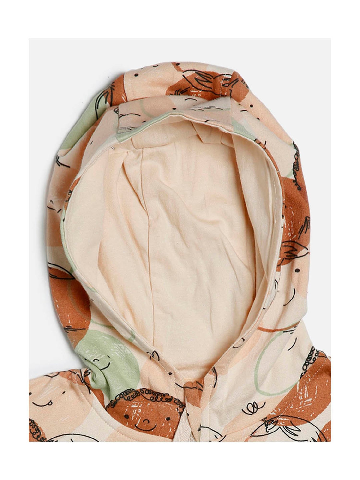 MINIKLUB Kids Peach & Brown Printed Full Sleeves Jacket