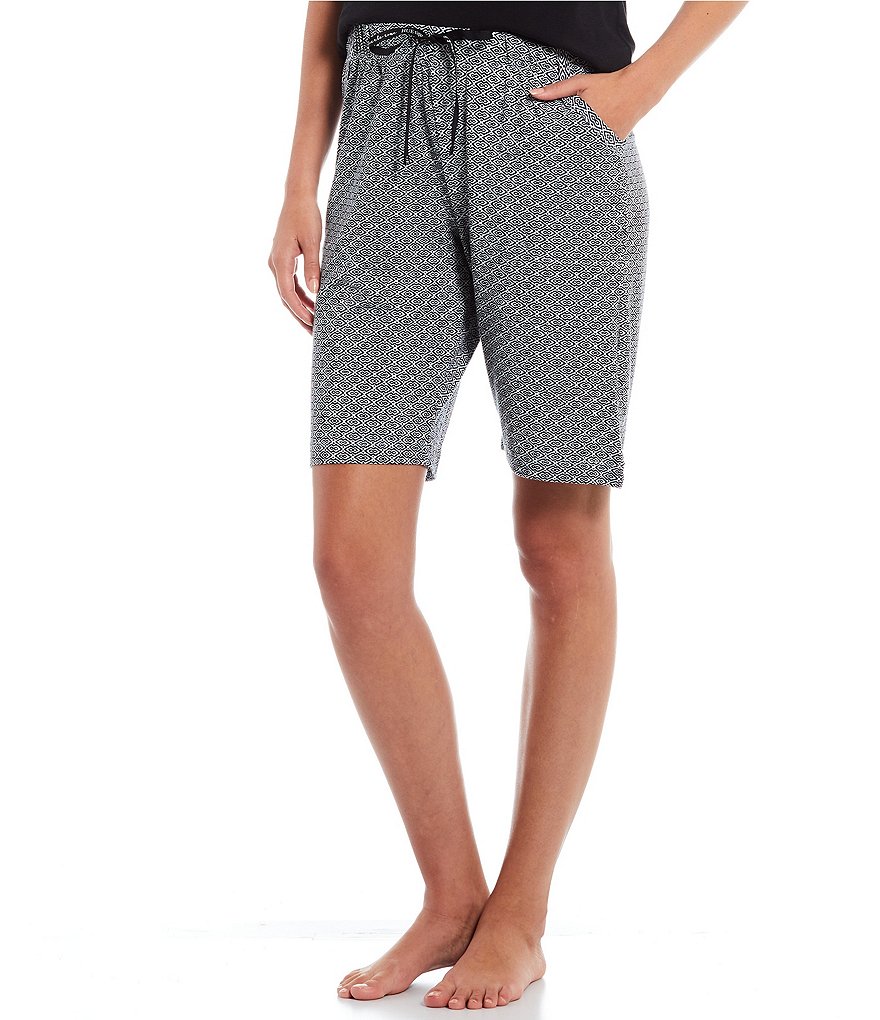 HUEtique Geo Itty Bitty Print Printed Bermuda Knit Sleep Shorts