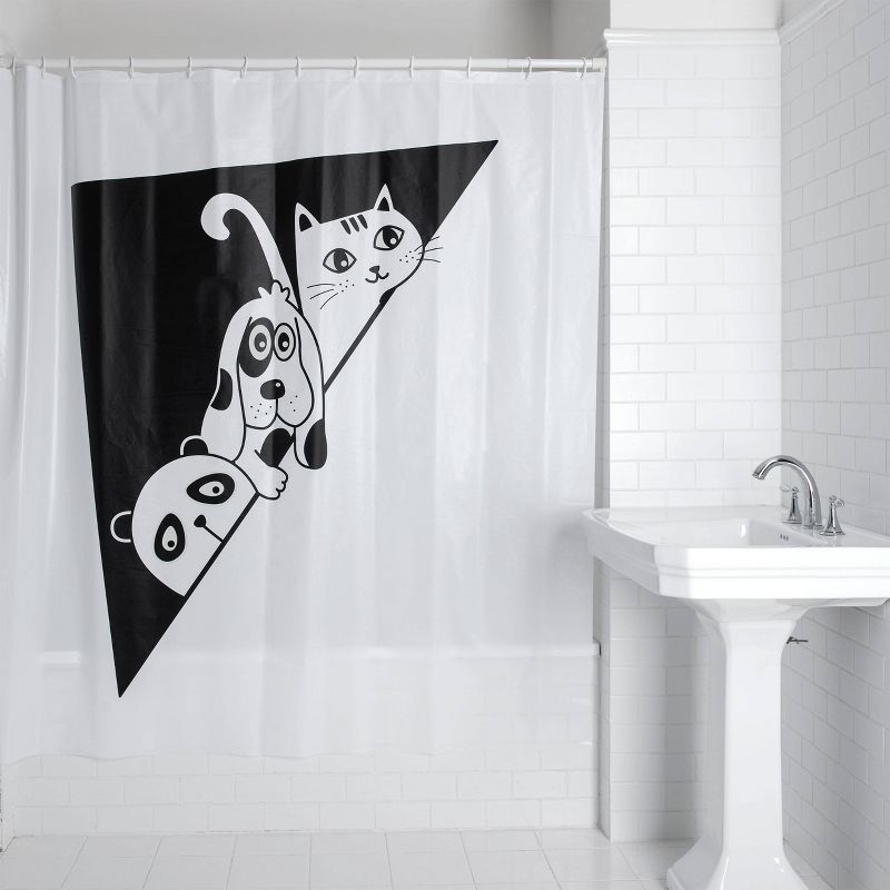Glow in the Dark Peek-A-Boo PEVA Shower Curtain Black/White - Allure Home Creations