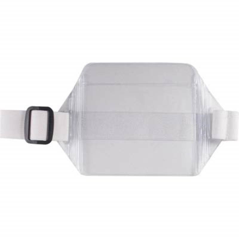 Advantus Arm Badge Holder - Horizontal - Vinyl - 12 / Box - White, Clear  AVT75418