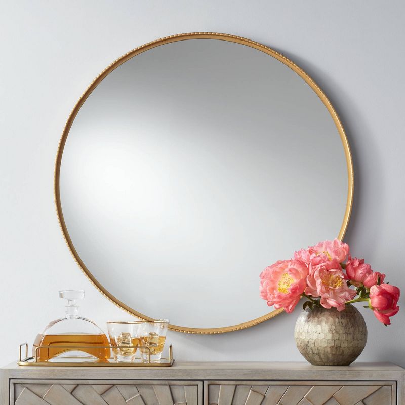 Noble Park Cally Gold 31 1/2" Round Metal Wall Mirror