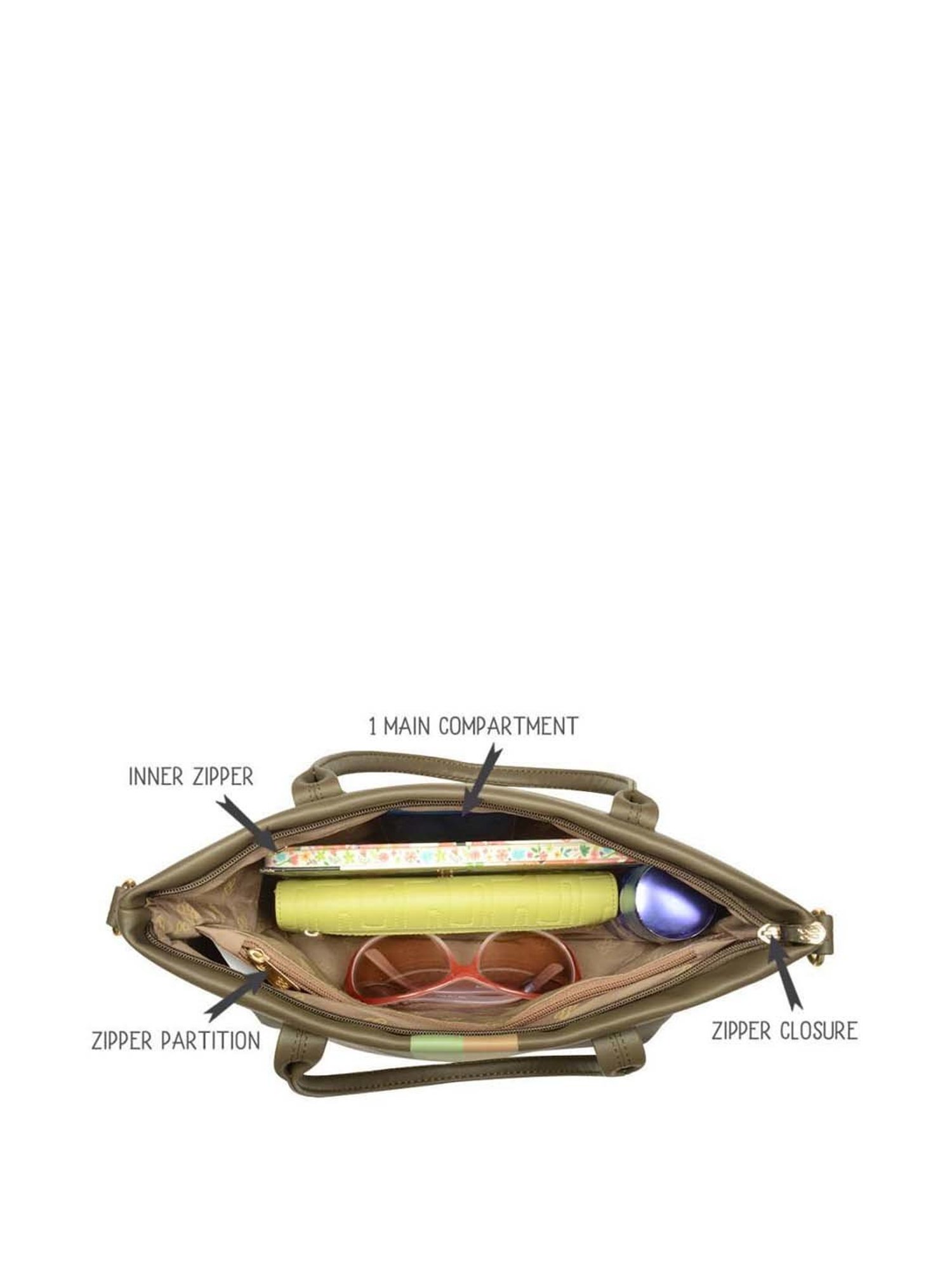 Baggit Olive Color Block Medium Tote Handbag
