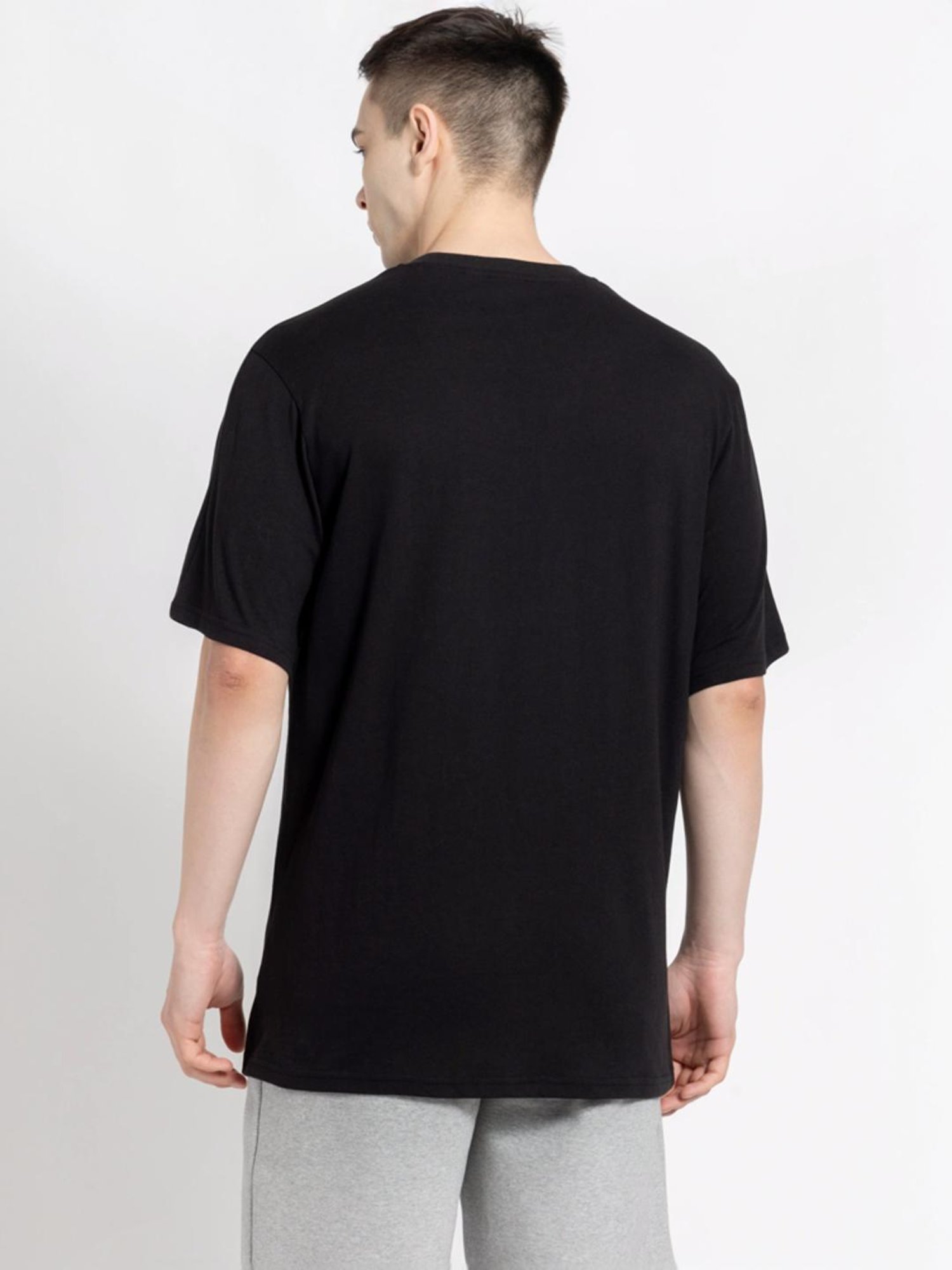 Adidas Originals Black Cotton Regular Fit Embroidered T-Shirt