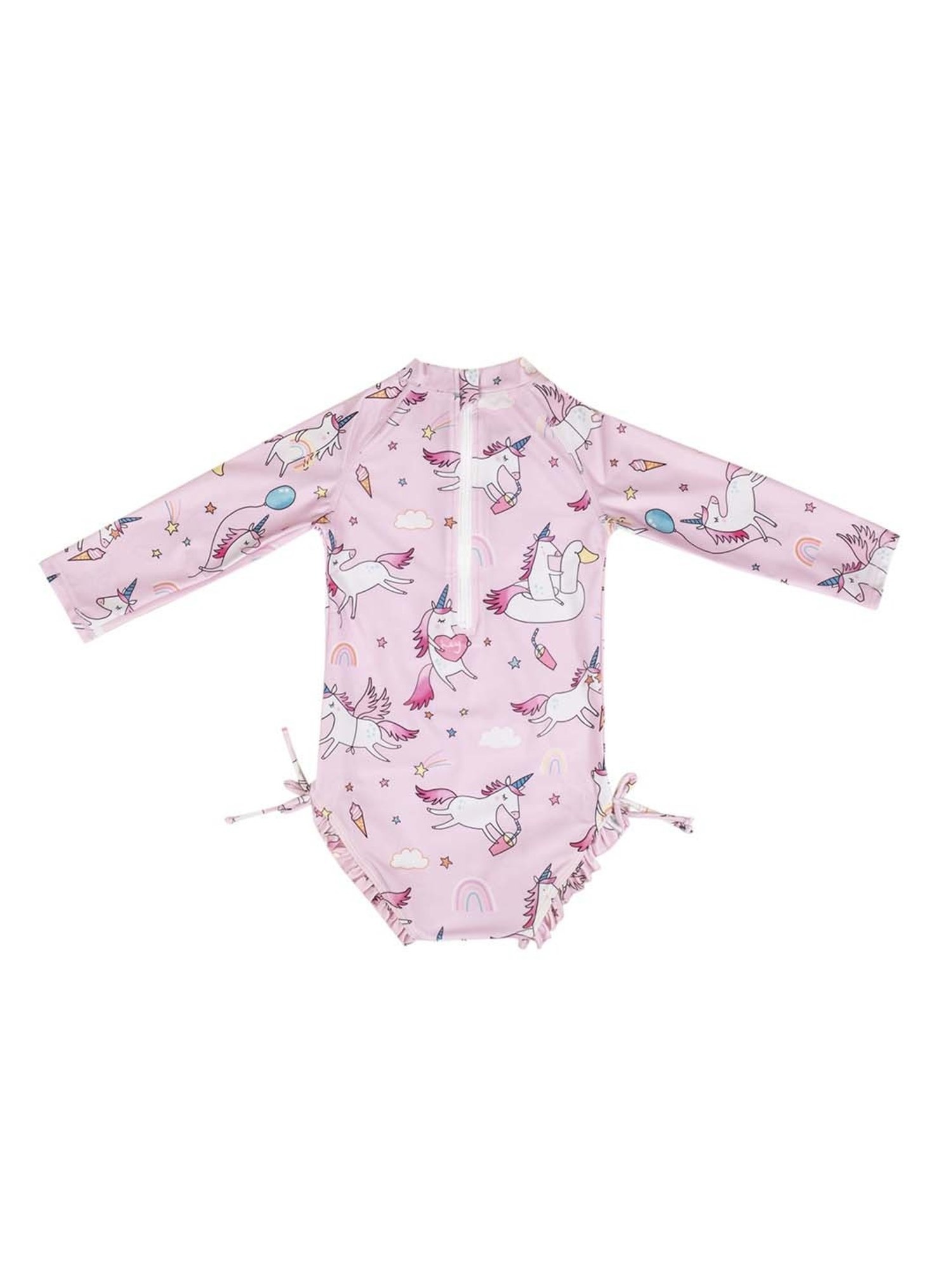 Baby Moo Kids Pink Printed Full Sleeves Swimming Costume