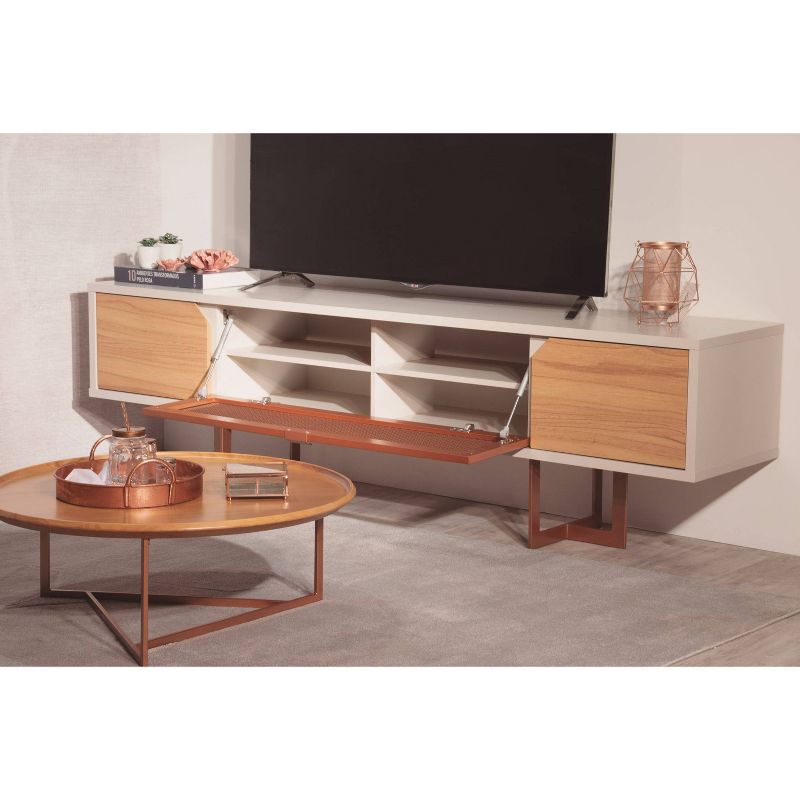 Knickerbocker TV Stand for TVs up to 70" Cinnamon/Off White - Manhattan Comfort