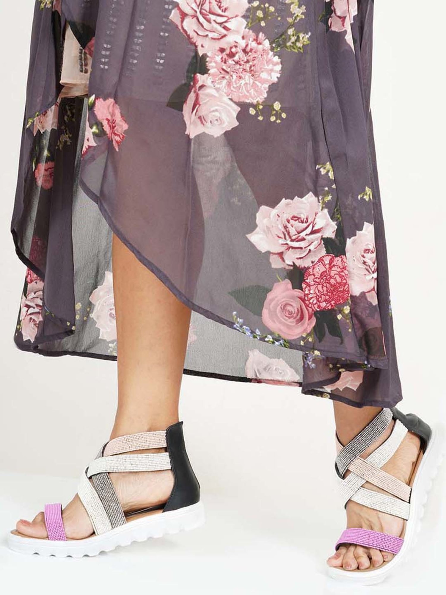 Sole House Women's Multicolor Cross Strap Sandals