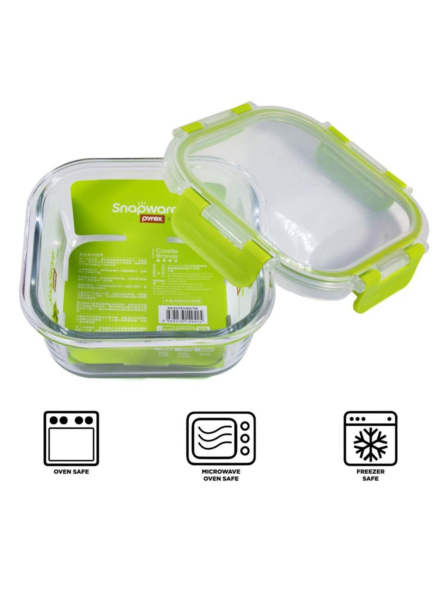 Corelle Pyrex Eco Clean Green Glass Snap Container (0.53 L)