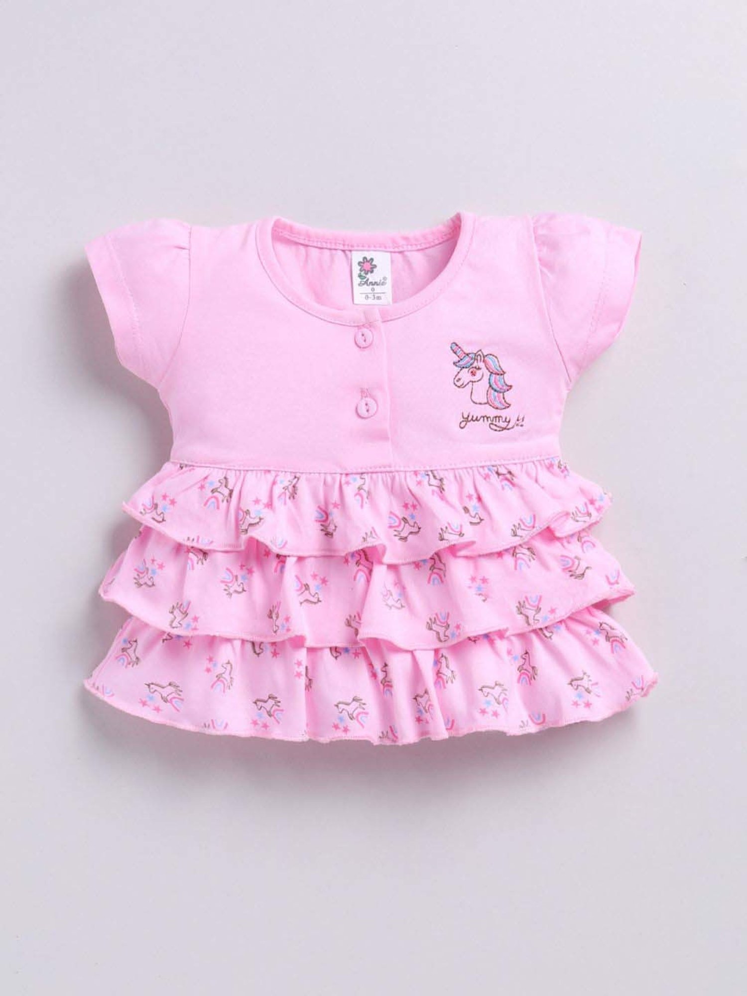 ANNIE Girls Pink Cotton Printed Top & Short sets