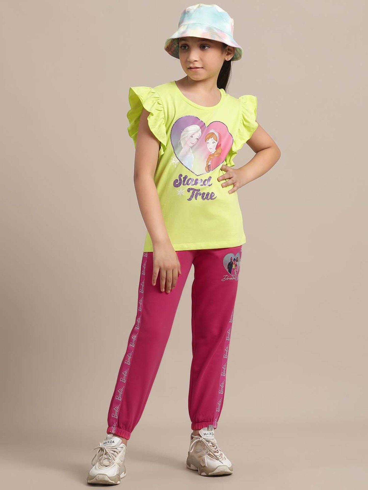 Kidsville Pink Cotton Printed Joggers