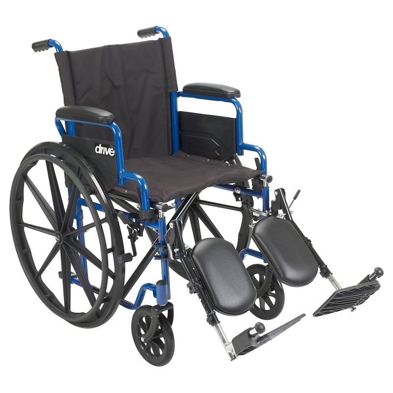 Drive Medical Blue Streak Wheelchair with Flip Back Desk Arms, Elevating Leg Rests, 18" Seat