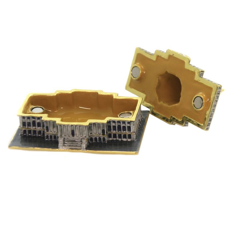 Hinged Trinket Box 2.75" Us Capitol Building Trinket Box Crystals Enamel  -  Decorative Figurines