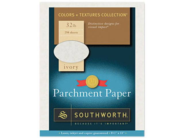 Southworth J988C Parchment Specialty Paper, 32 lbs., 8-1/2 x 11, Ivory, 250/Box