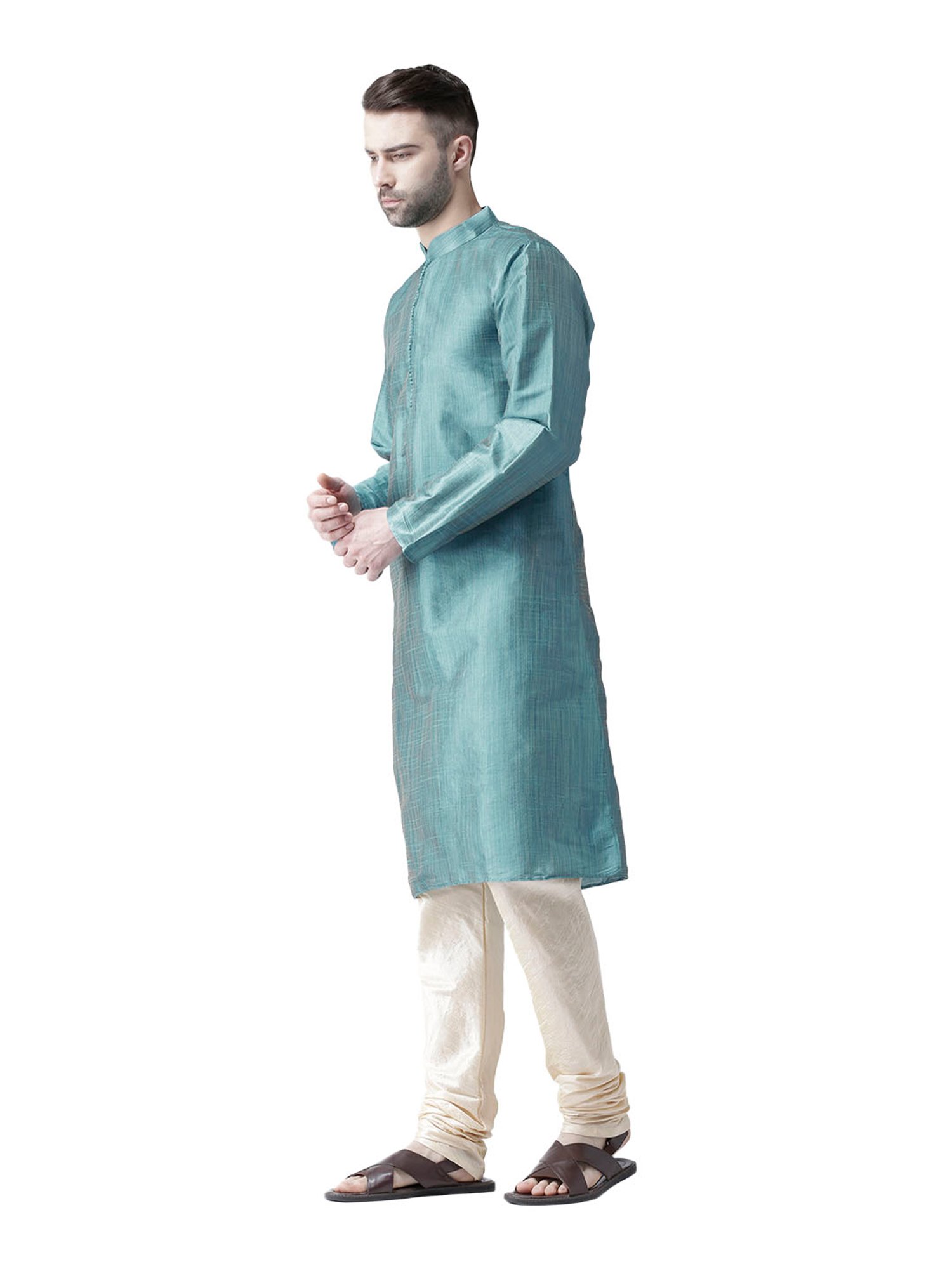 Deyann Blue & Cream Regular Fit Kurta Set