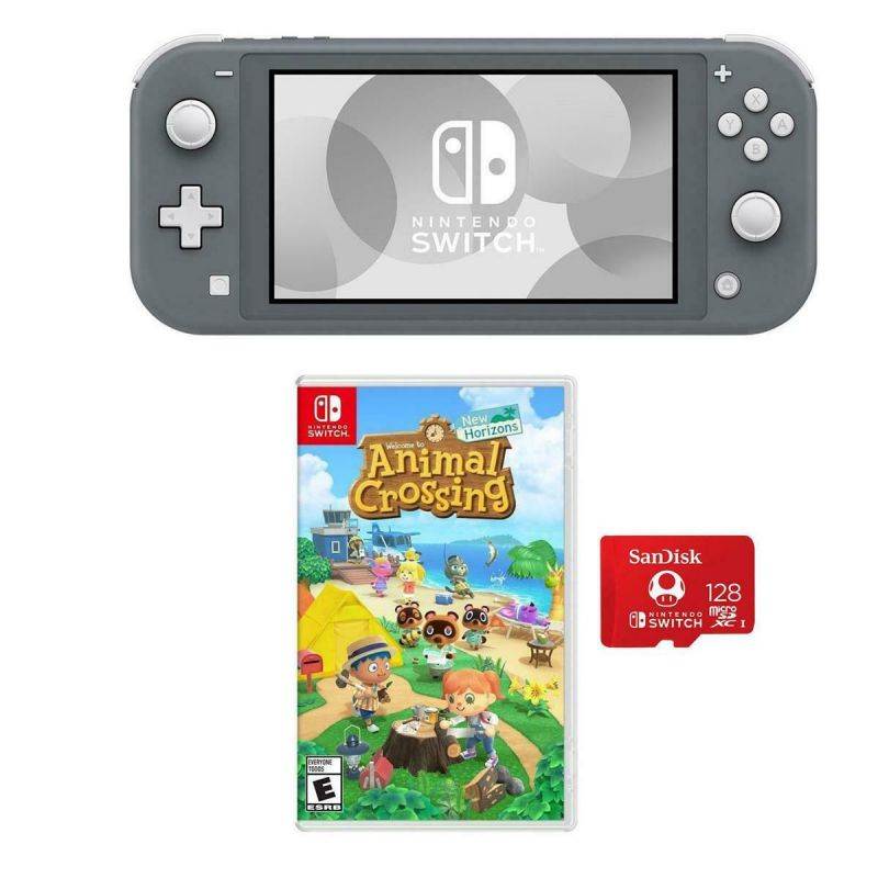 Nintendo Switch Lite, Gray - With Animal Crossing New Horizons /128GB SDXC Card