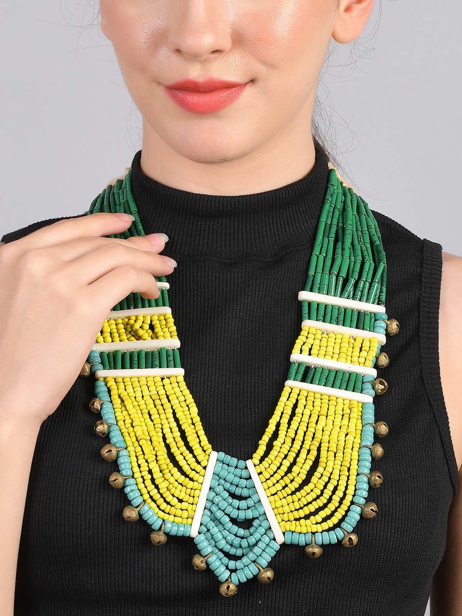 Imli Street Multicolor Vintage Naga Beaded Tribal Necklace