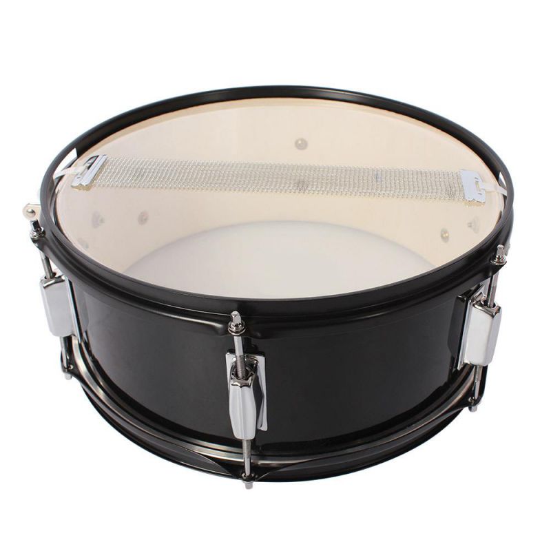 New Glarry Durable Metal & Poplar Wood Marching Snare Drum 14" x 5.5" Black