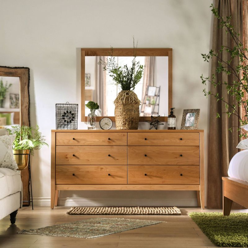 Myandra Solid Maple Wood 6 Drawer Dresser Oak - HOMES: Inside + Out