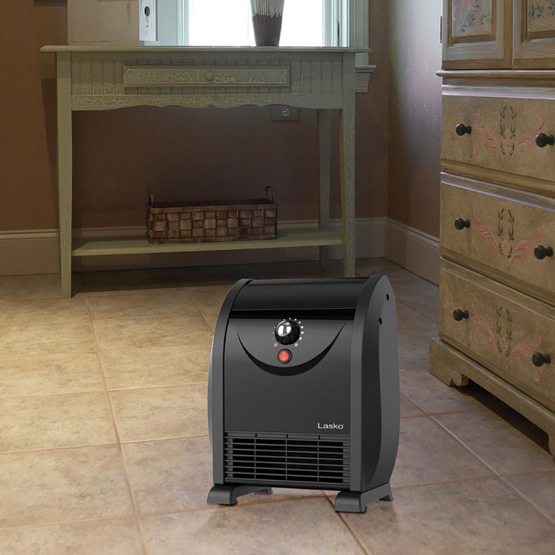 Lasko WC14812 1500 Watt Corded Electric Portable Automatic Airflow Fan Forced Air Space Heater with Overheat Protection, Black