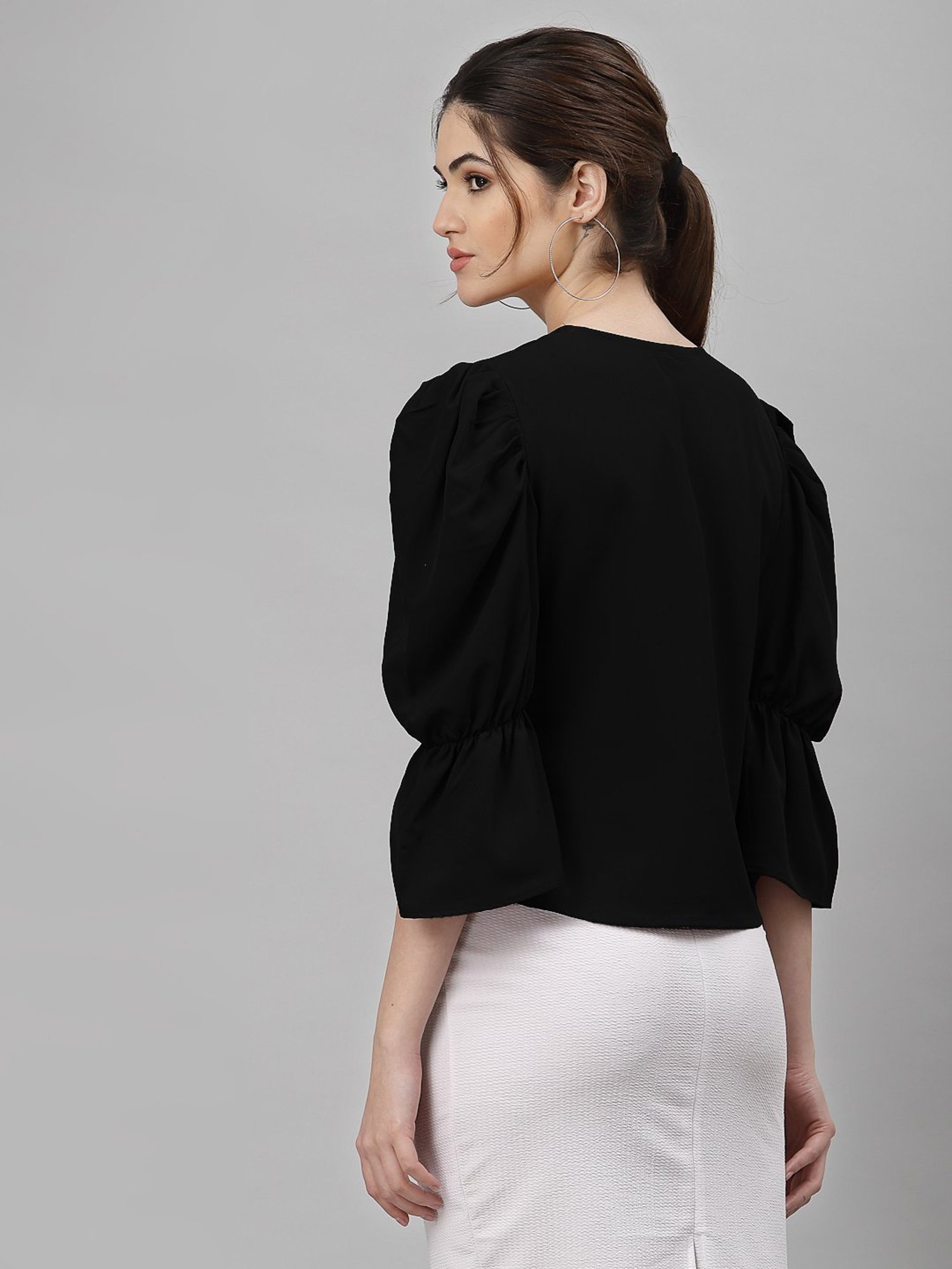 NEUDIS Black V Neck Blouse