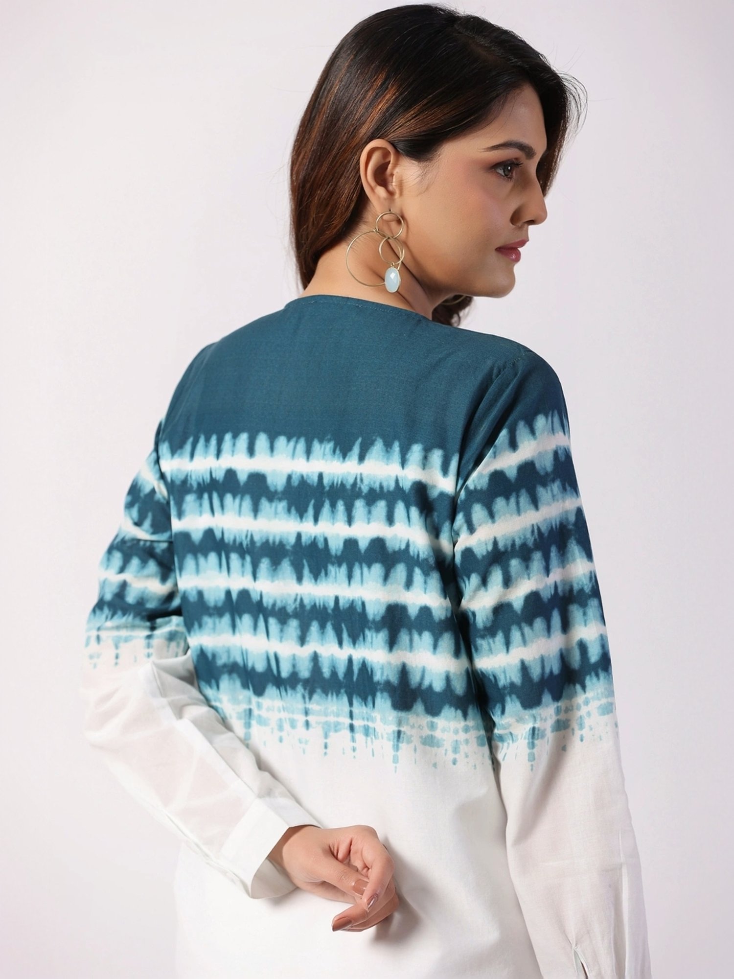 Zolo Label White Cotton Printed Shirt Palazzo Set