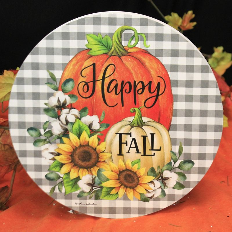 Home & Garden 12.0" Pumpkins & Cotton Stepping Ston Happy Fall Autumn Custom Decor  -  Stepping Stones And Pathways