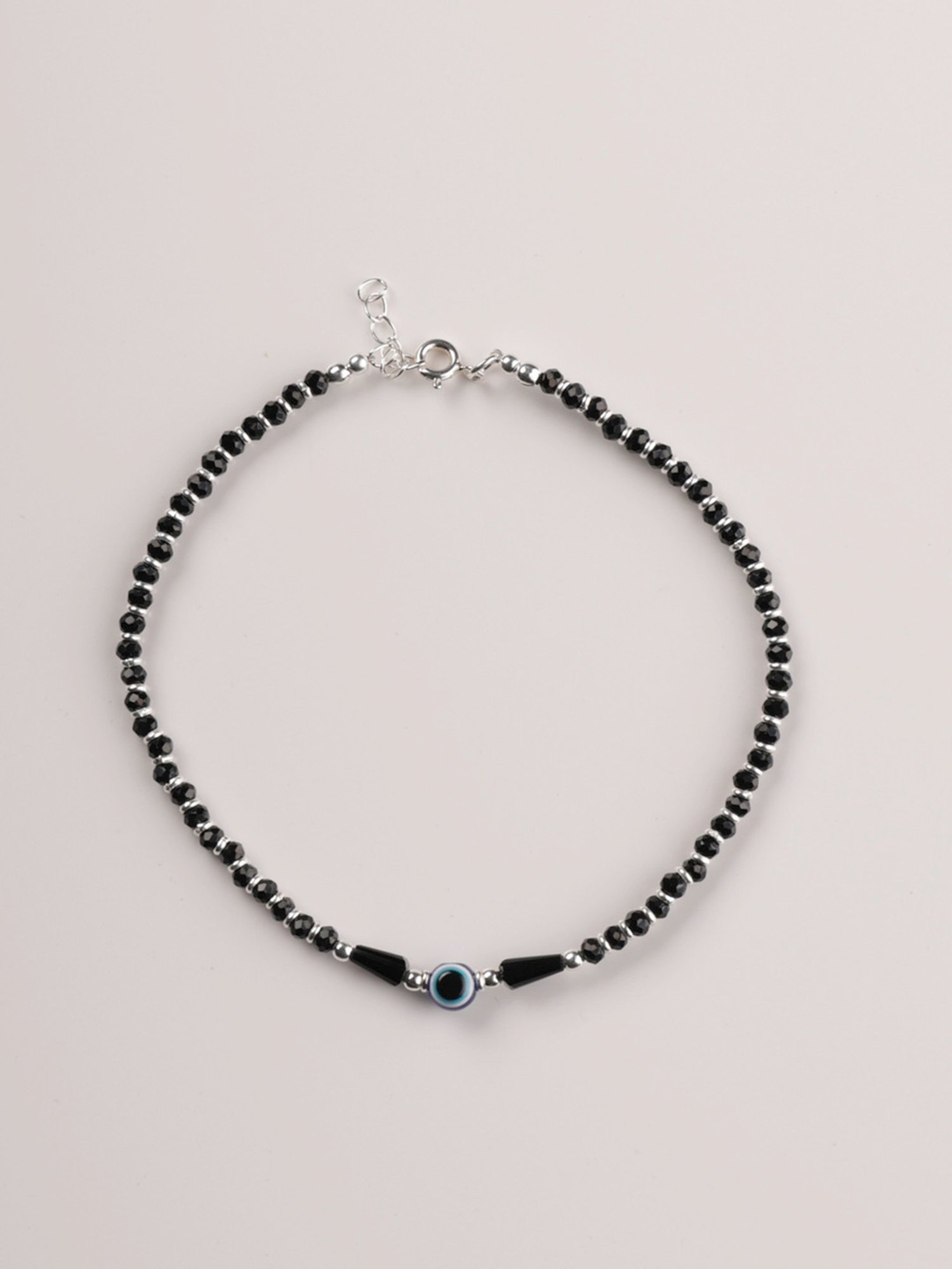 Arte Jewels 925 Sterling Silver Nazariya Evil Eye Bead Anklet for Women & Girls (Single)
