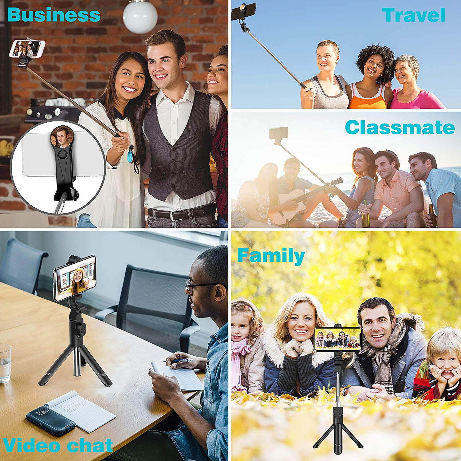 Extendable Selfie Stick Tripod with Detachable Wireless Remote and Tripod Stand Selfie Stick for iPhone X/iPhone 8/8 Plus/iPhone 7/7 Plus, Galaxy S9/S9 Plus/S8/S8 Plus/Note8,Huawei,More