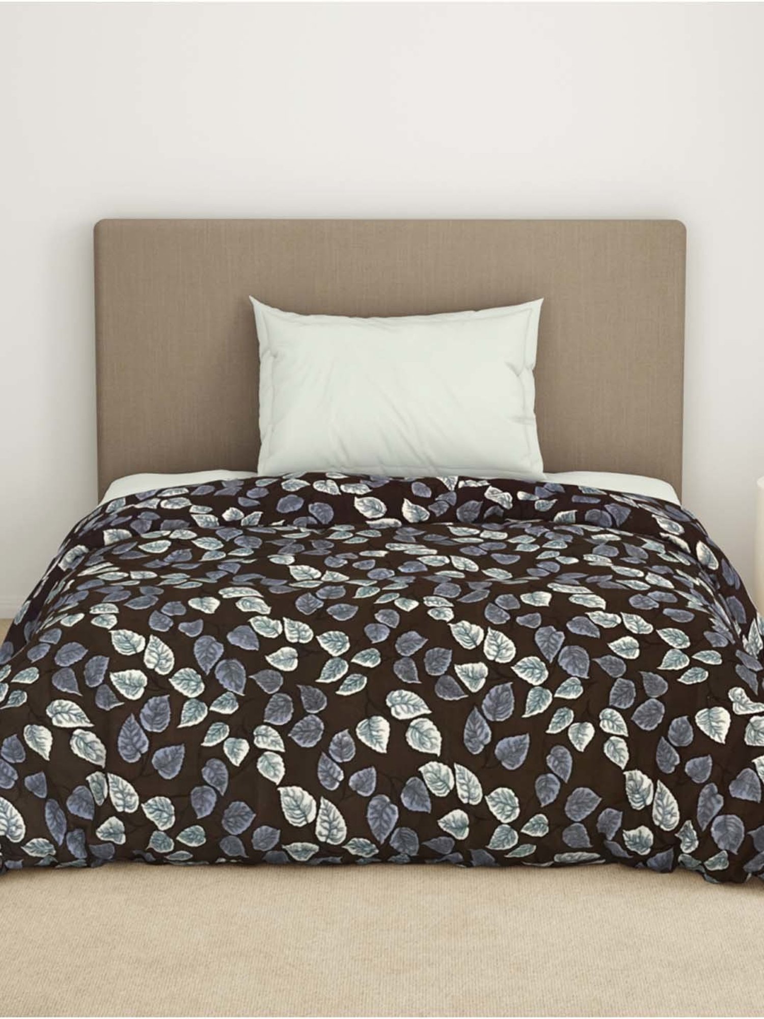 Welspun Bliss Dark Brown Microfibre 120 GSM Shell Single Bed Quilt