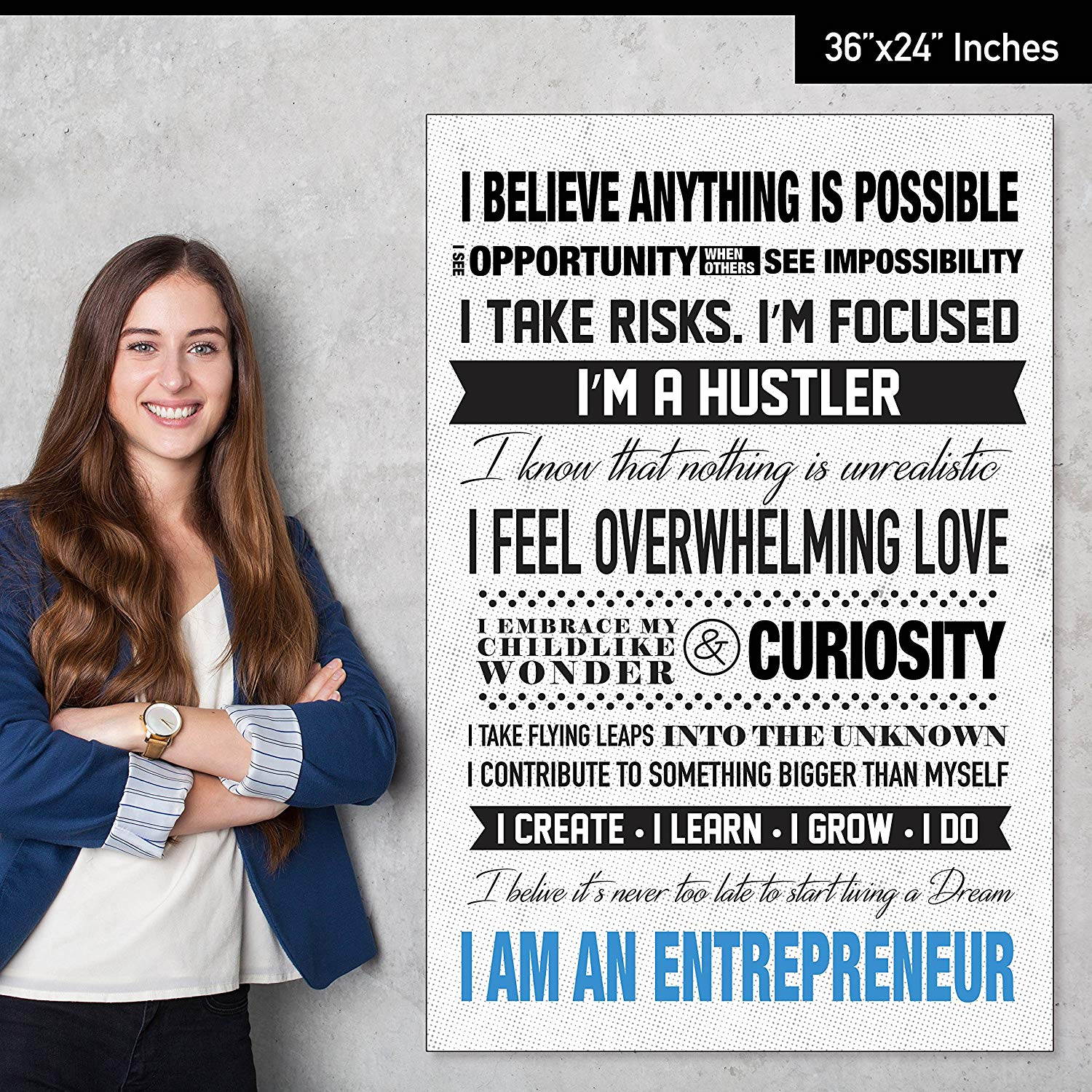 I Am An Entrepreneur Motivational Poster for Home Office Use - Start Your Day Off Right By Reminding Yourself Why You Do What You Do - English Language