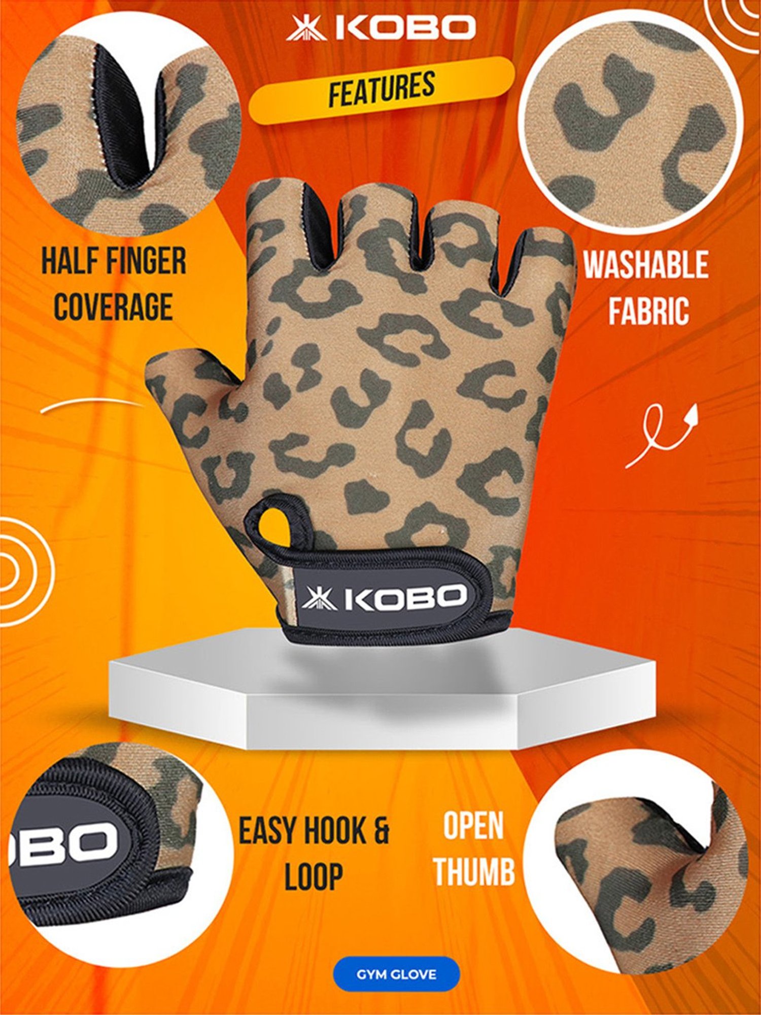 Kobo Weight Lifting Gym Gloves (Brown) Size - L