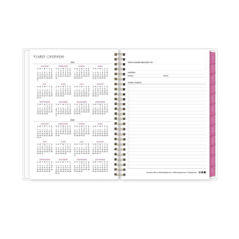 2021-22 Academic Planner Notes 5.875"x8.625" Flexible Plastic Cover Weekly/Monthly Wirebound Alcohol Ink Pink White - May Designs